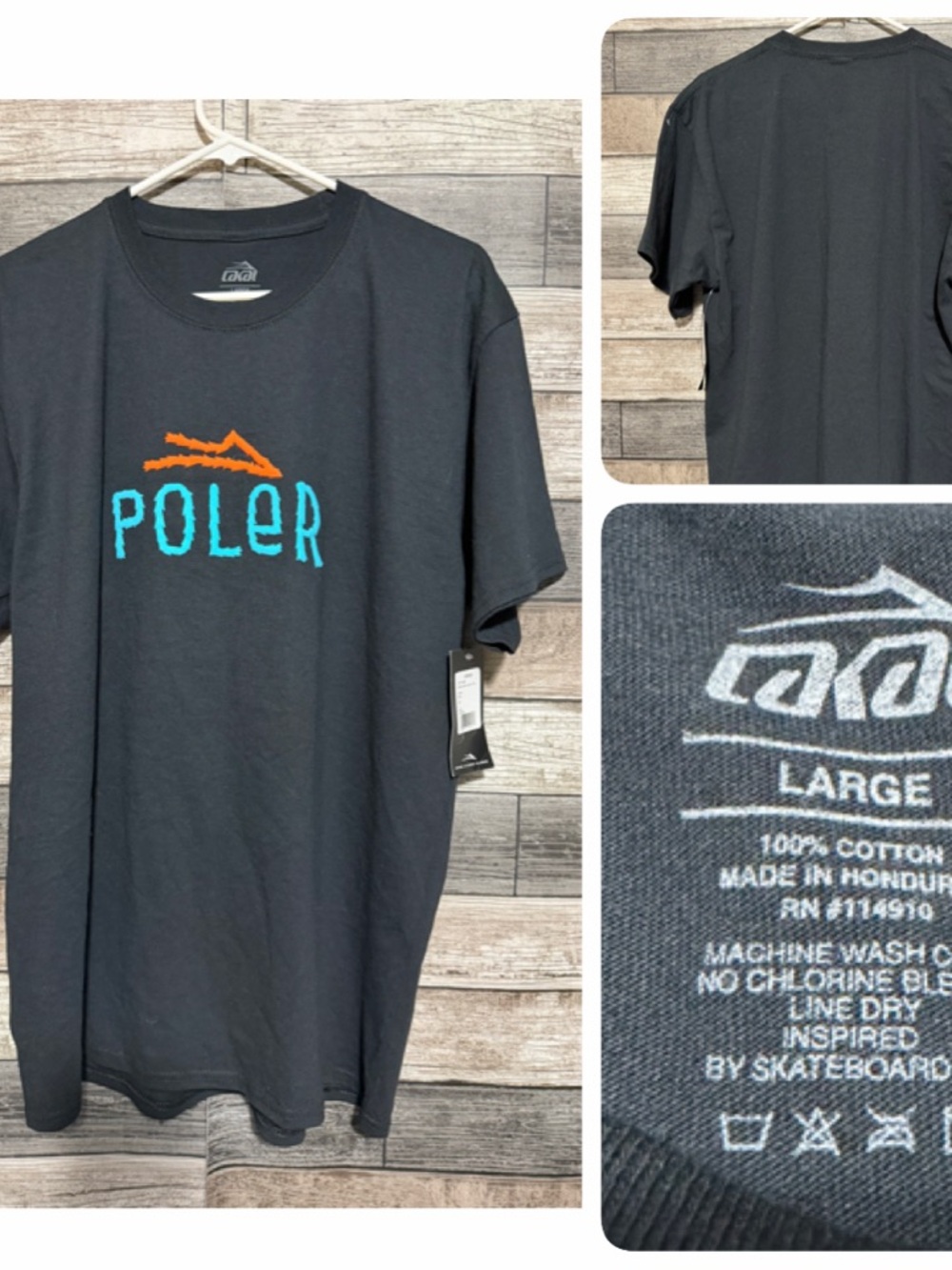 Lakai Poler Graphic T Shirt Men’s L Black Puff Print Skater Crewneck Casual